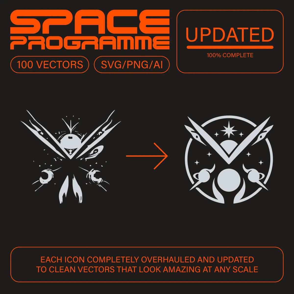 Space Programme Vectors – Sci - fi / Astronomy Themed Icons - foxrockettstudio