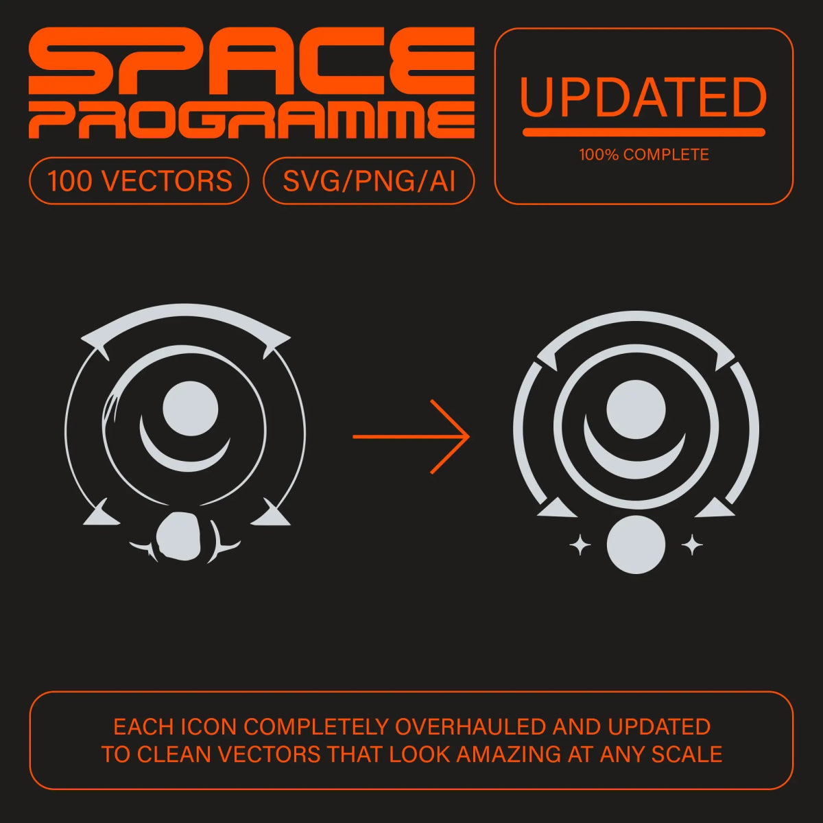 Space Programme Vectors – Sci - fi / Astronomy Themed Icons - foxrockettstudio