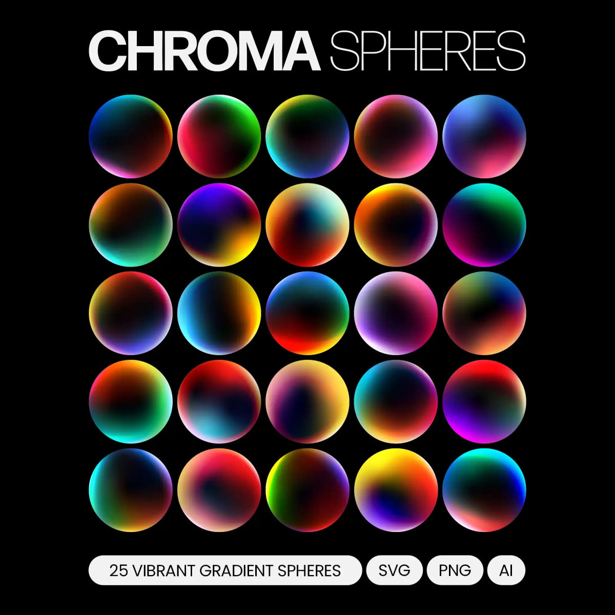 Chroma Spheres - Gradient Orbs - foxrockettstudio