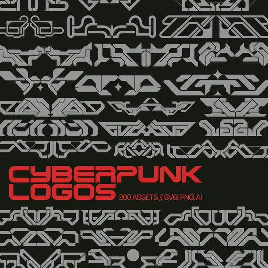 Cyberpunk Logos - 200 Vectors - foxrockettstudio