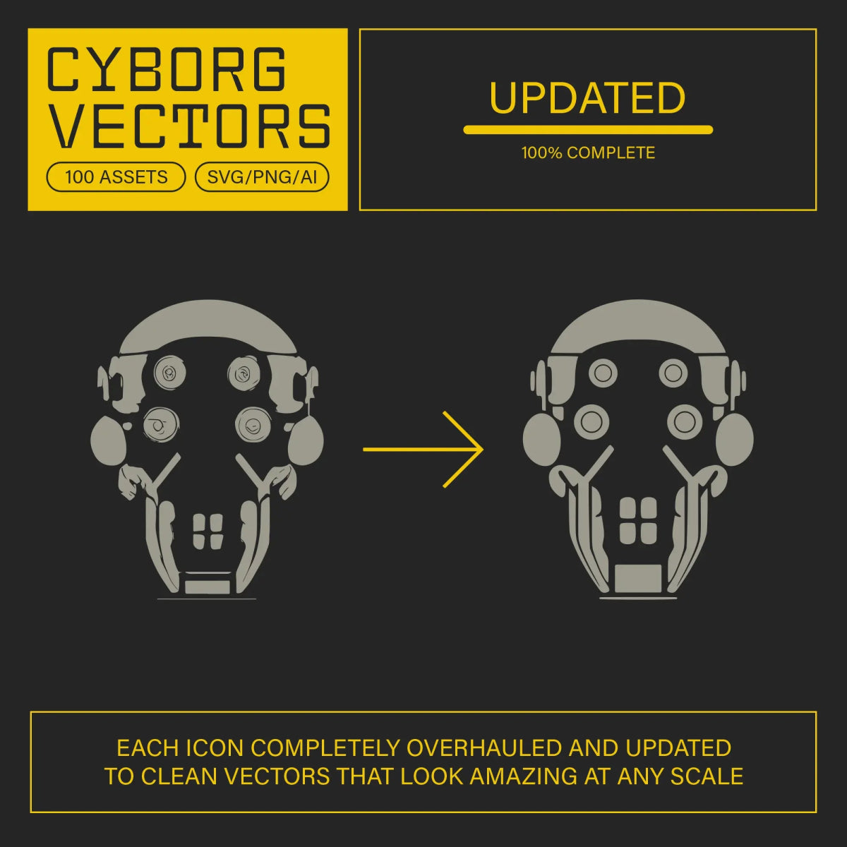 Cyborg Vectors – Sci - fi Robotic Elements & Icons - foxrockettstudio