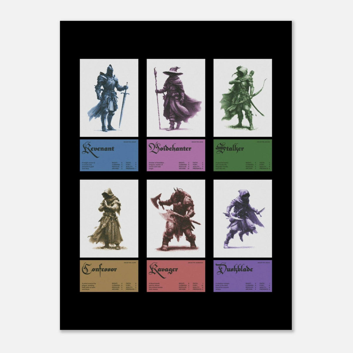 Dark Fantasy Cards - Art Print - foxrockettstudio