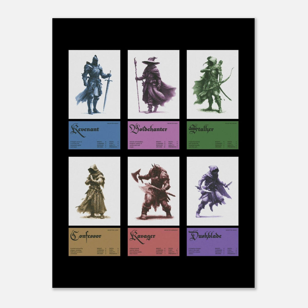 Dark Fantasy Cards - Art Print - foxrockettstudio