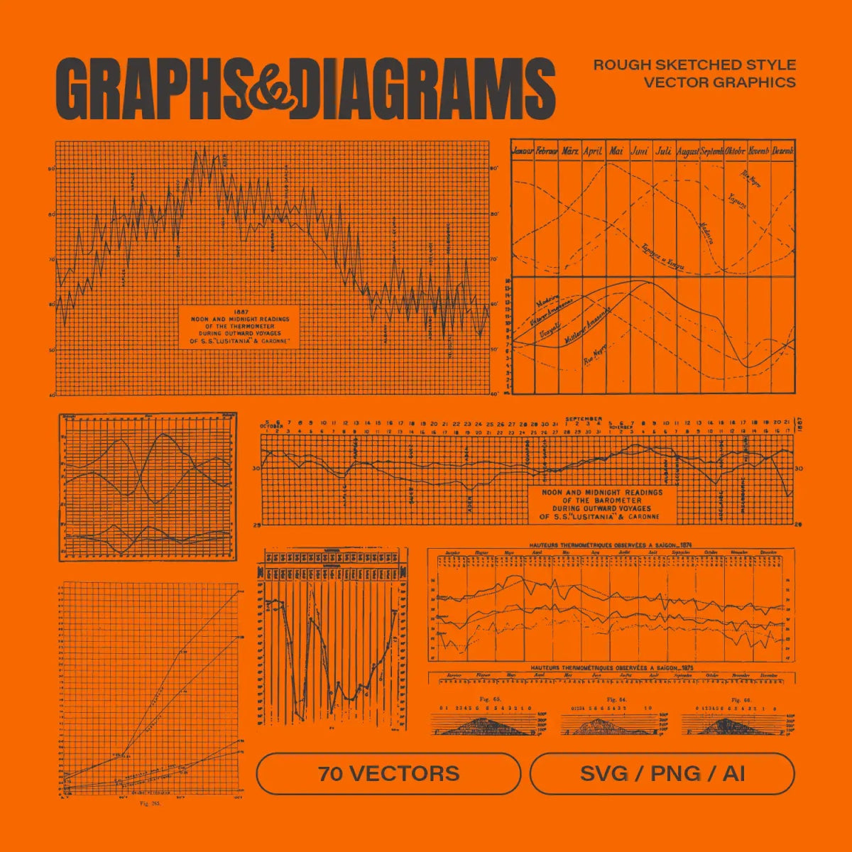 Graphs & Diagrams Vector Pack - foxrockettstudio