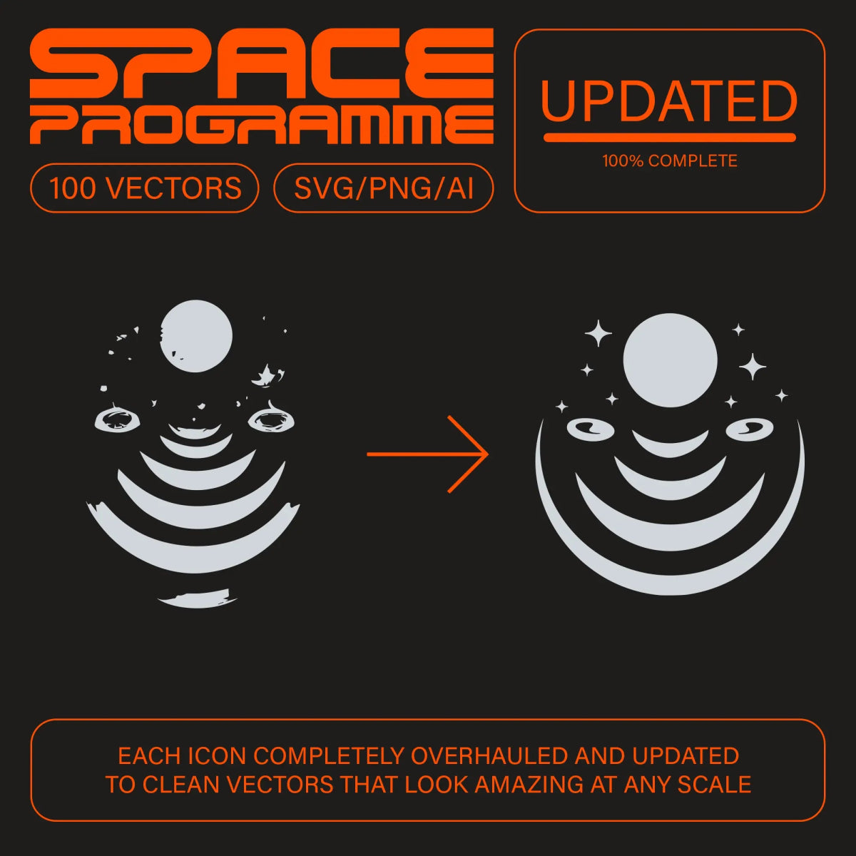 Space Programme Vectors – Sci - fi / Astronomy Themed Icons - foxrockettstudio